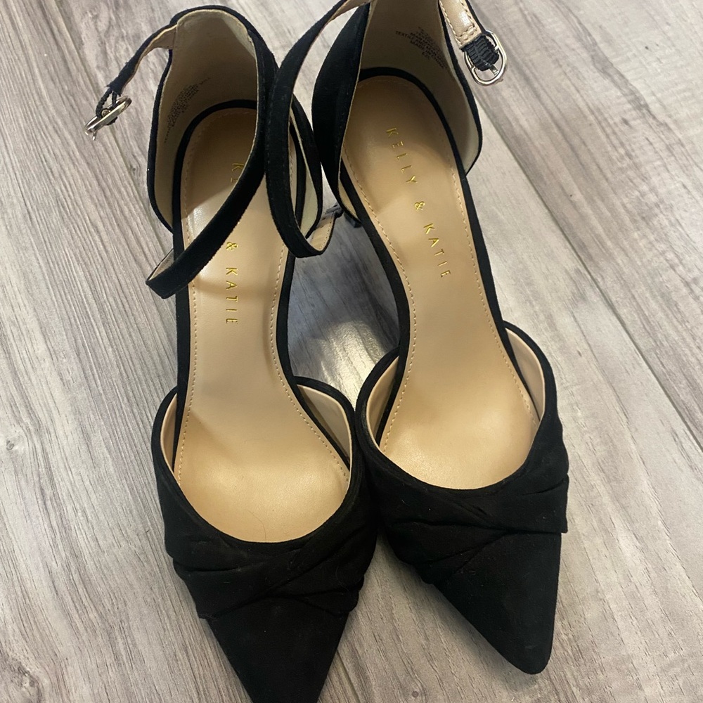 Kelly & Katie Black Ankle Strap Heels 3”